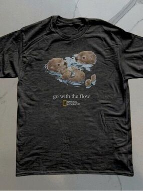 Gildan Black T-Shirt with Brown Otter Graphic